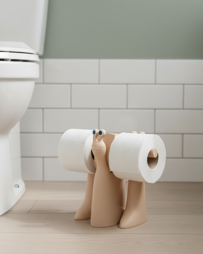 Stehender Toilettenpapierhalter in Beige - zum Schmunzeln - Ansicht 1