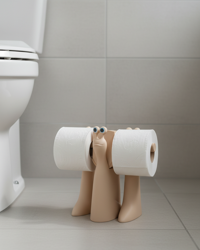 Stehender Toilettenpapierhalter in Beige - zum Schmunzeln - Ansicht 2