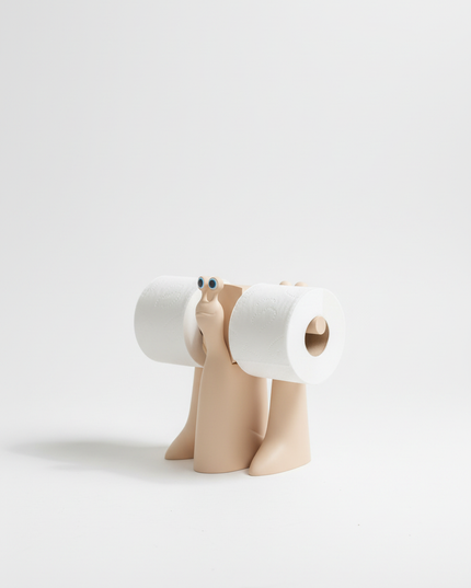 Stehender Toilettenpapierhalter in Beige - zum Schmunzeln - Ansicht 5