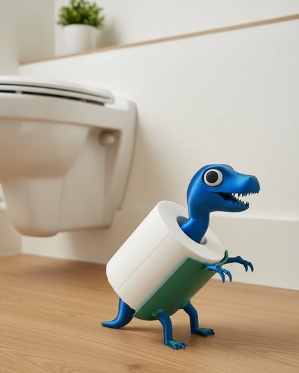Stehender Toilettenpapierhalter in Blau - Dino fürs Bad - Ansicht 1
