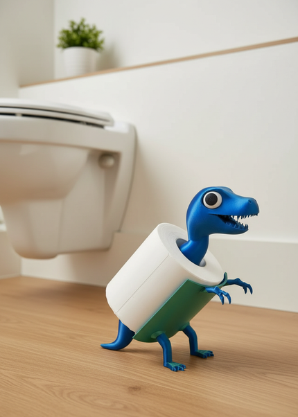 Stehender Toilettenpapierhalter in Blau - Dino fürs Bad - Ansicht 1