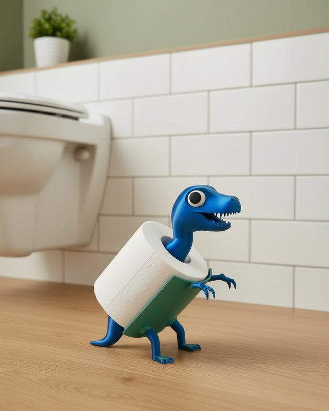 Stehender Toilettenpapierhalter in Blau - Dino fürs Bad - Ansicht 2