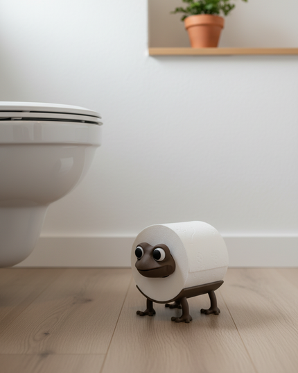Stehender Toilettenpapierhalter in Braun - Frosch-Design - Ansicht 2