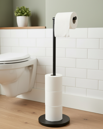 Stehender Toilettenpapierhalter mit Ersatzrollenhalter - Ansicht 2