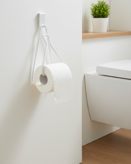 Weißer Toilettenpapierhalter aus Metall - einfach einhängen - Ansicht 1