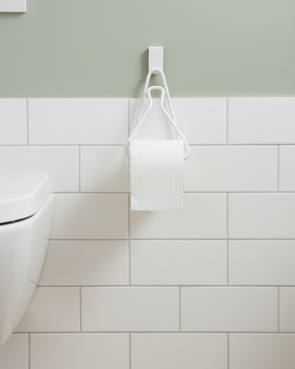 Weißer Toilettenpapierhalter aus Metall - einfach einhängen - Ansicht 2