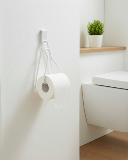 Weißer Toilettenpapierhalter aus Metall - einfach einhängen - Ansicht 3