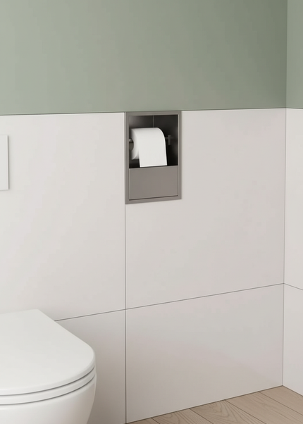 Grauer Unterputz-Toilettenpapierhalter - für nahtlose Optik - Ansicht 1
