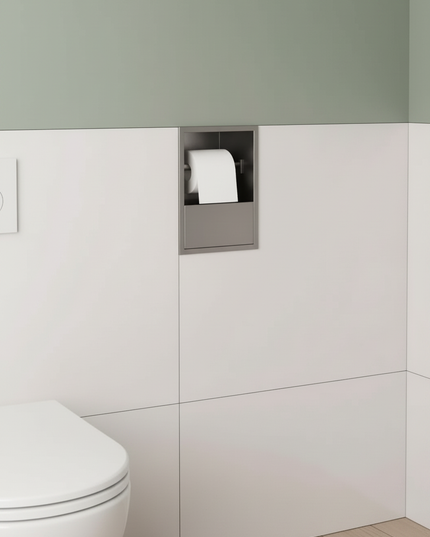 Grauer Unterputz-Toilettenpapierhalter - für nahtlose Optik - Ansicht 2