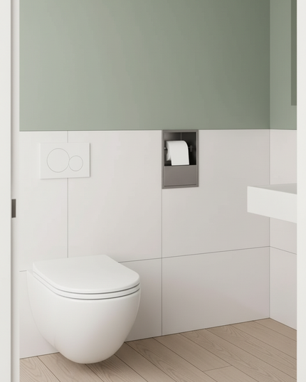 Grauer Unterputz-Toilettenpapierhalter - für nahtlose Optik - Ansicht 3