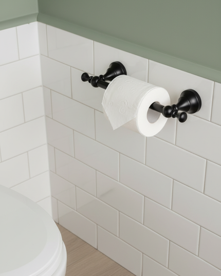 Matter schwarzer WC-Rollenhalter - passgenau für Ihr Bad - Ansicht 1