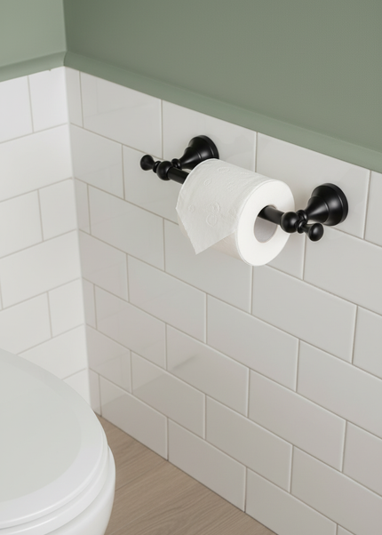 Matter schwarzer WC-Rollenhalter - passgenau für Ihr Bad - Ansicht 1