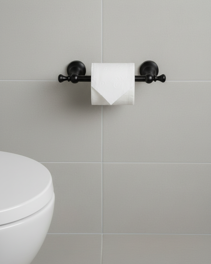 Matter schwarzer WC-Rollenhalter - passgenau für Ihr Bad - Ansicht 2
