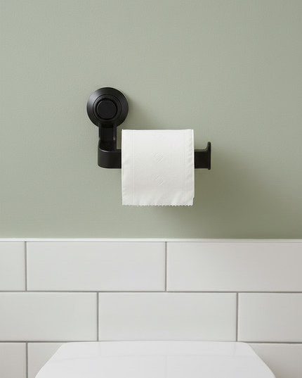 Schwarzer WC-Rollenhalter ohne Bohren - sicherer Halt - Ansicht 1