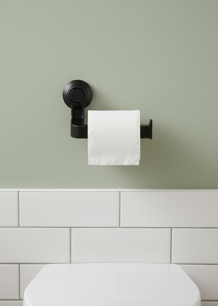 Schwarzer WC-Rollenhalter ohne Bohren - sicherer Halt - Ansicht 1