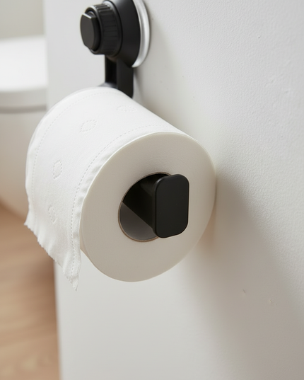Schwarzer WC-Rollenhalter ohne Bohren - sicherer Halt - Ansicht 3